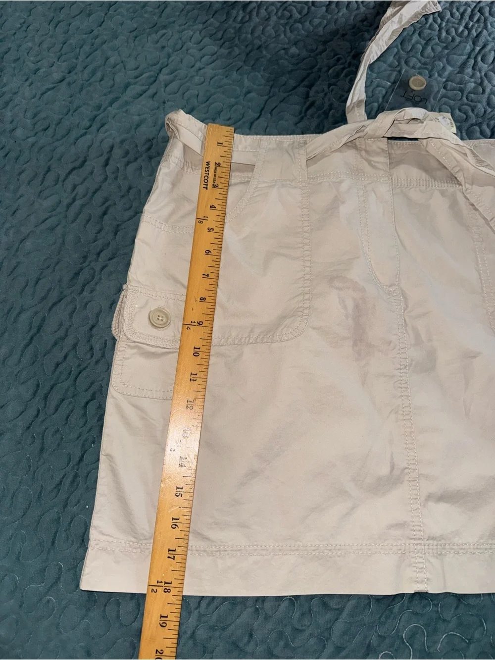 LOFT Light Beige Cargo Drawstring Mini Skirt